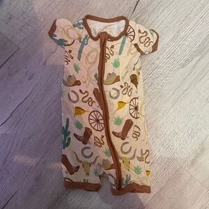 Little Sleepies Western Print Bodysuit - Cream and Brown